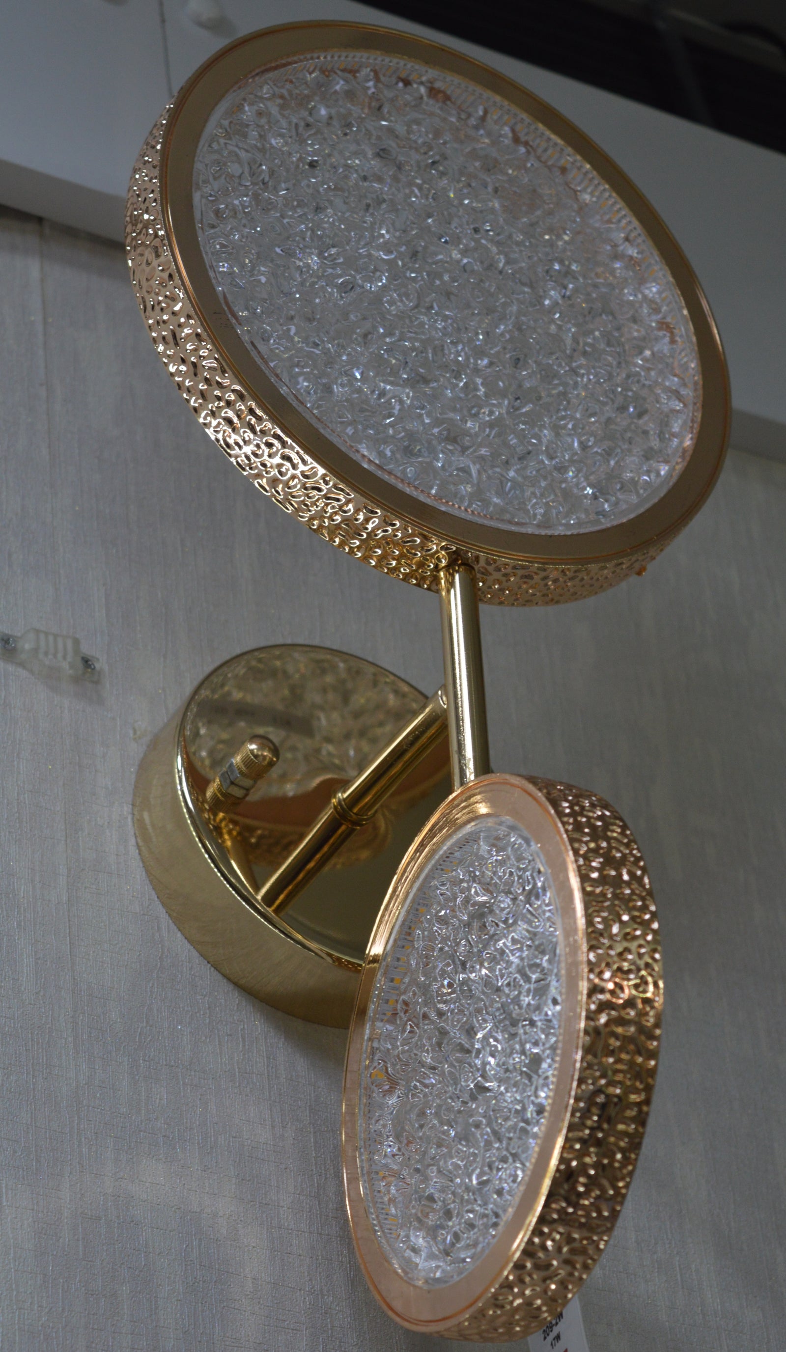 Modern Gold Crystal LED Wall Light – Double Round Luxury Glass Sconce