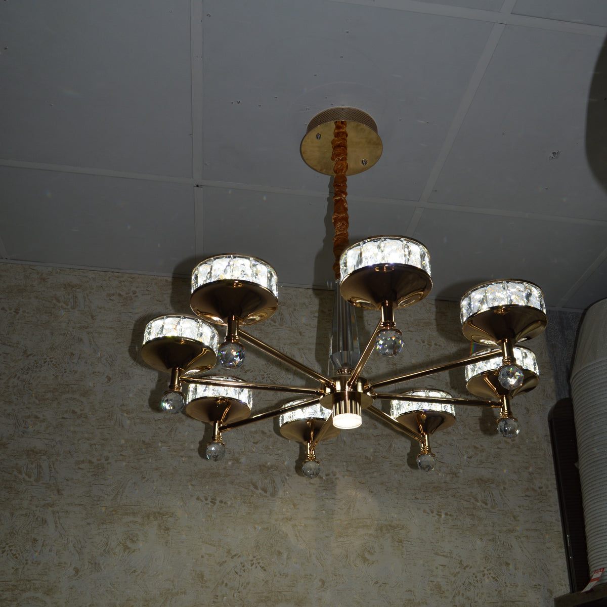 Crystallic Glitter Chandelier with colour changing feature in Gold / Silver-2126