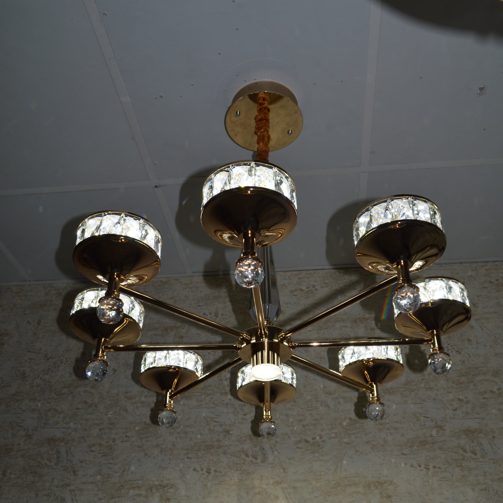 Crystallic Glitter Chandelier with colour changing feature in Gold / Silver-2126