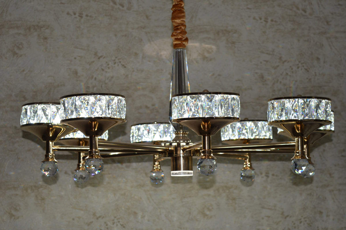 Modern Crystal LED Chandelier Chrome Ceiling Pendant – Luxury Lighting