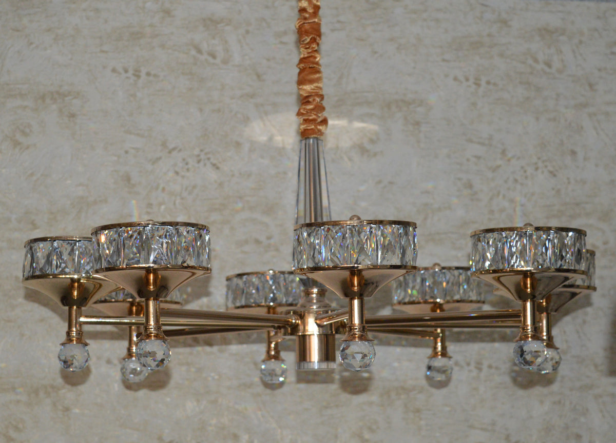 Crystallic Glitter Chandelier with colour changing feature in Gold / Silver-2126