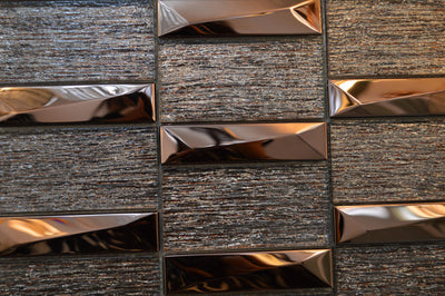 Rosegold Shimmering Glass & Aluminium Mosaic Tiles-300*300*8mm-11sheets-1m2-JH14-B