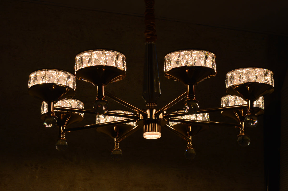 Modern Crystal LED Chandelier Chrome Ceiling Pendant – Luxury Lighting