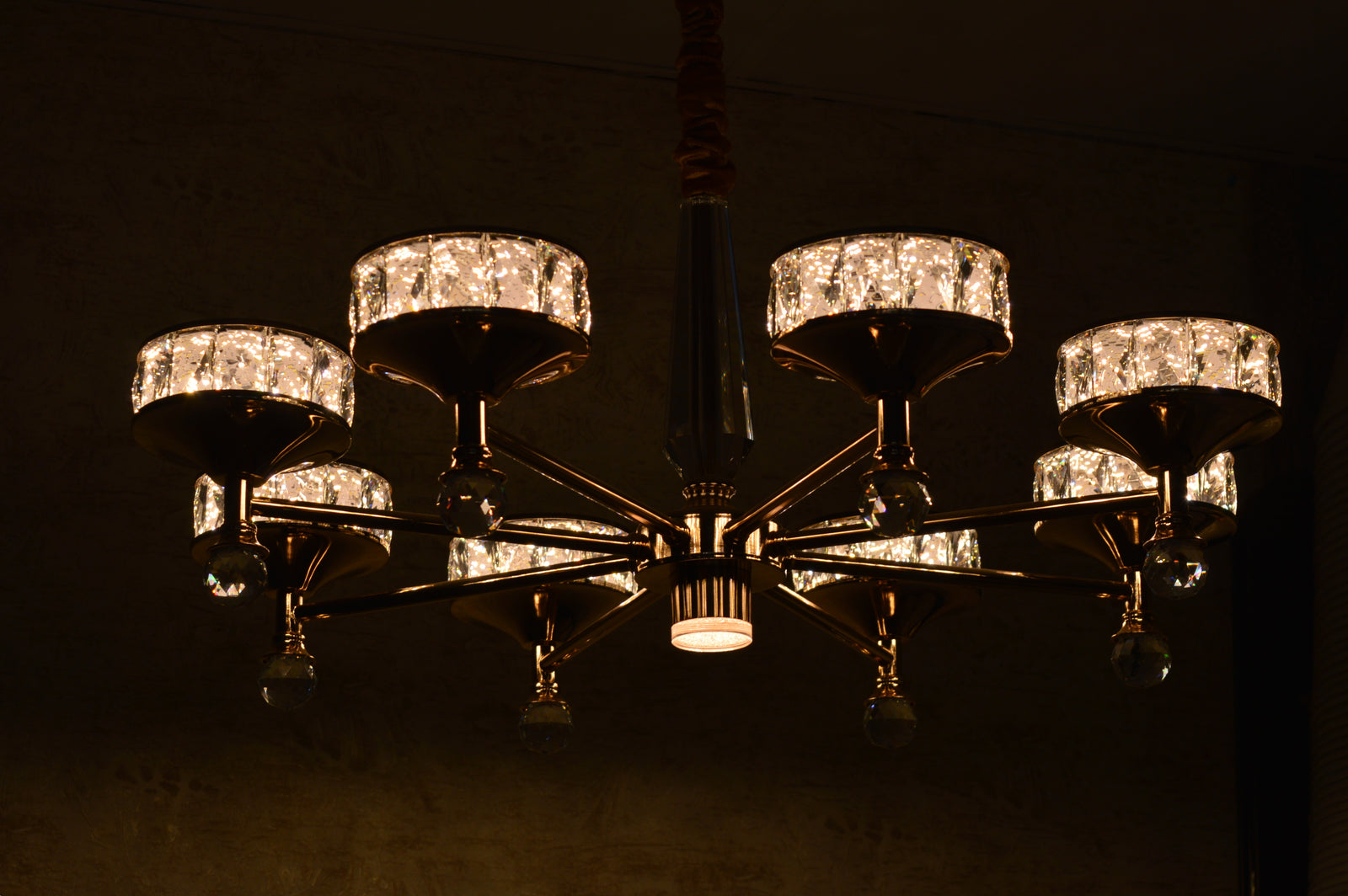 Crystallic Glitter Chandelier with colour changing feature in Gold / Silver-2126