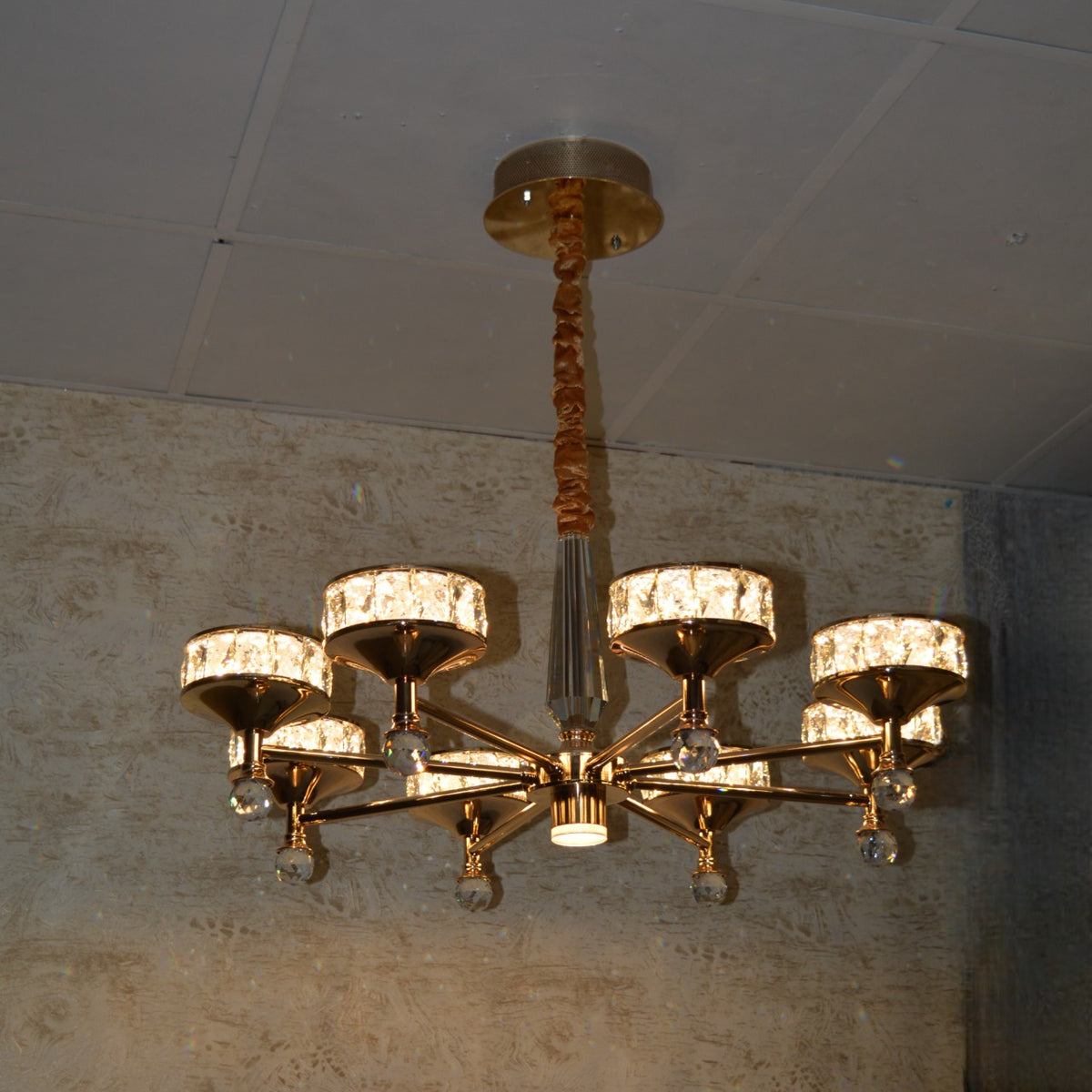 Modern Crystal LED Chandelier Chrome Ceiling Pendant – Luxury Lighting