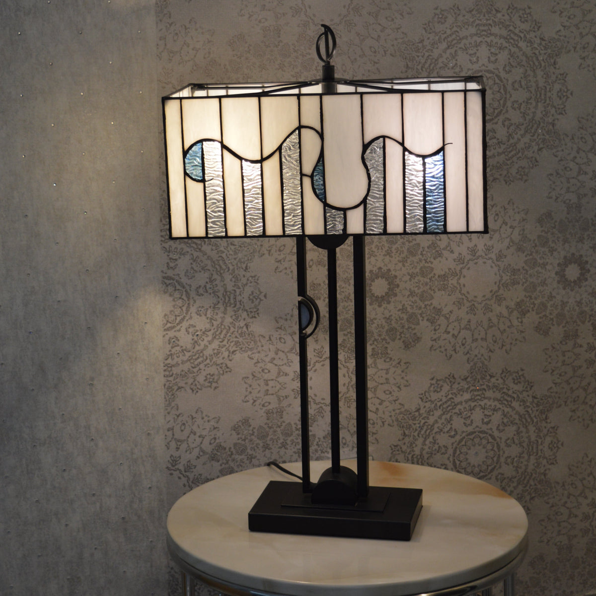 Handmade Rectangle Glass shade Tiffany Floor Lamp & Table Lamp