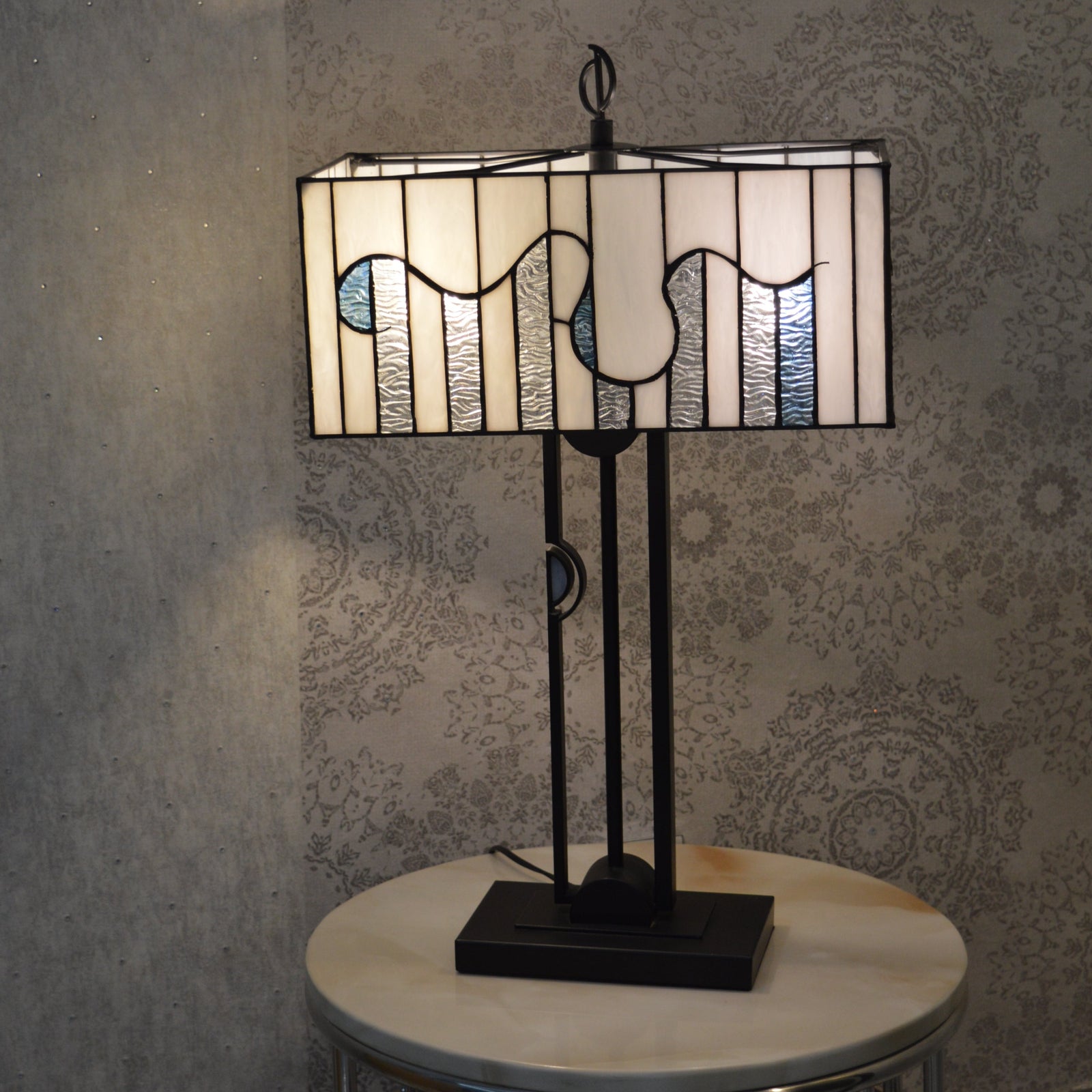 Handmade Rectangle Glass shade Tiffany Floor Lamp & Table Lamp