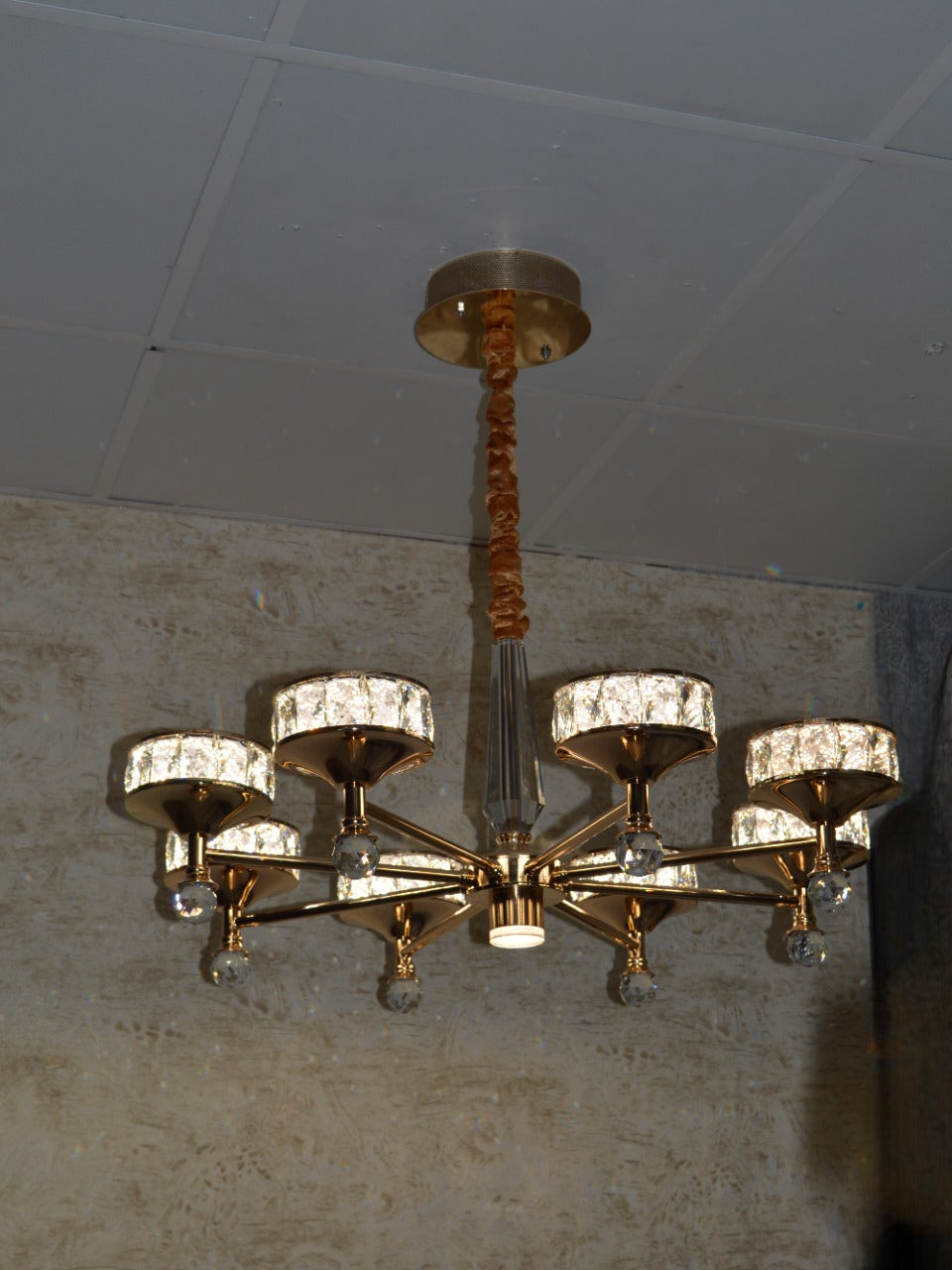 Crystallic Glitter Chandelier with colour changing feature in Gold / Silver-2126