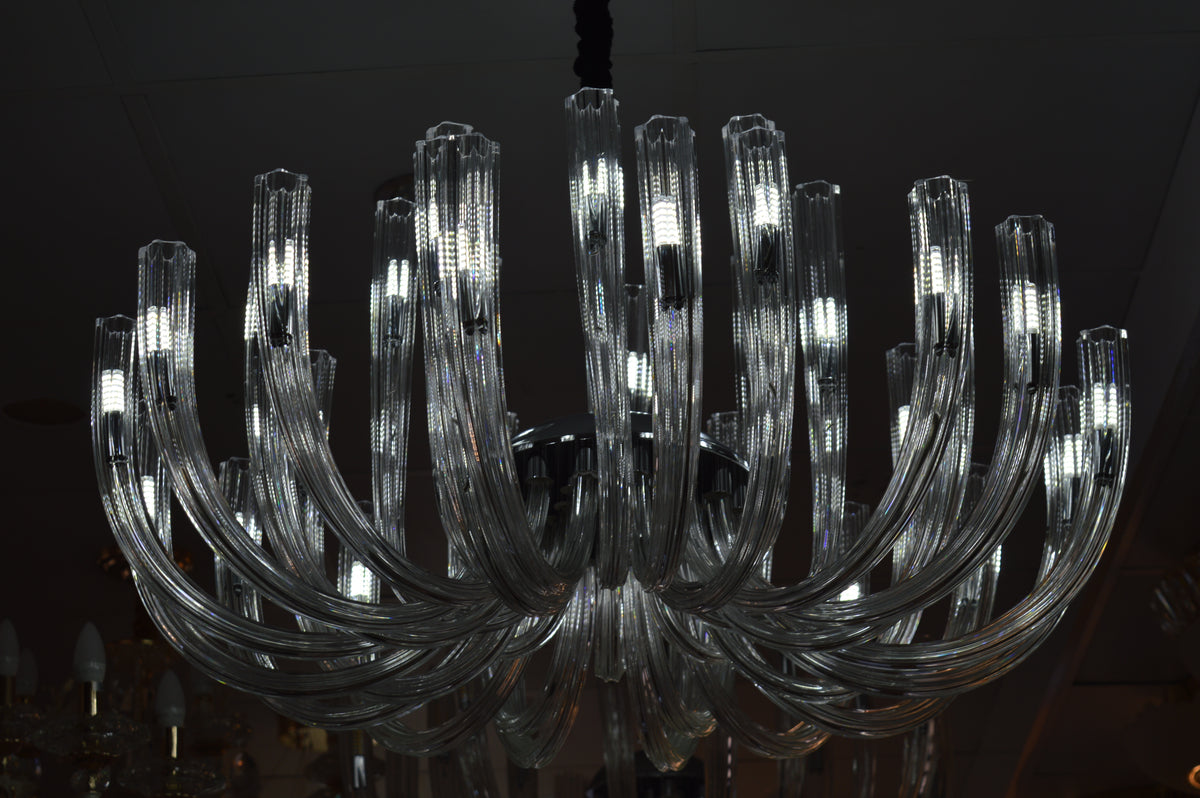 Luxury Modern Glass LED Chandelier Clear Spiral Pendant Light | 03 Sizes