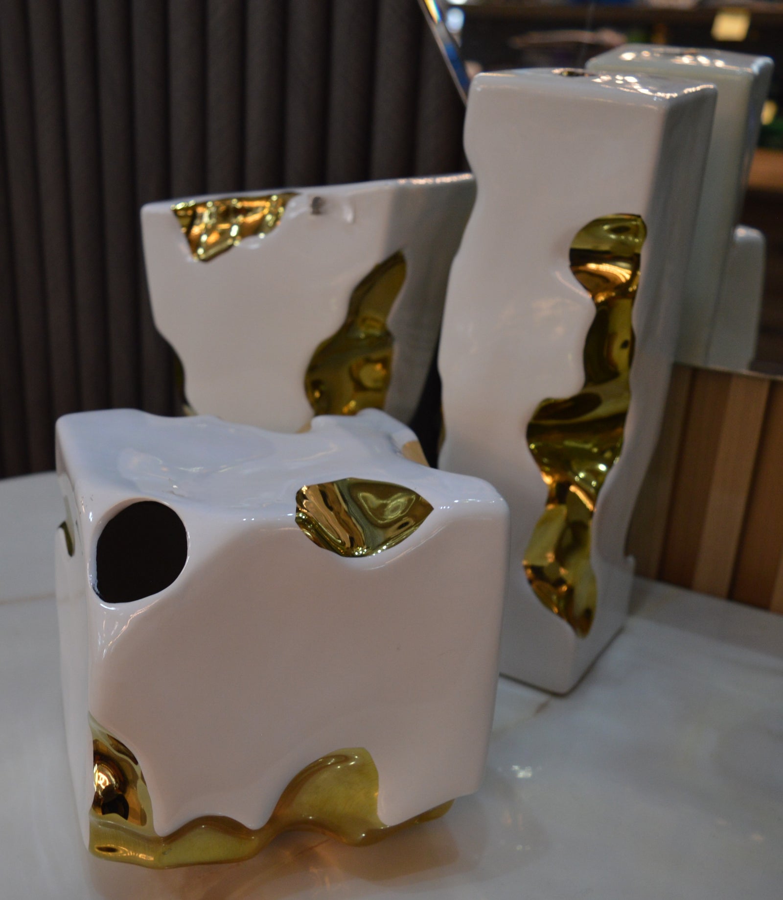 Gold-seamed White Vase Kintsugi-inspired Ceramic Pottery Home Decor