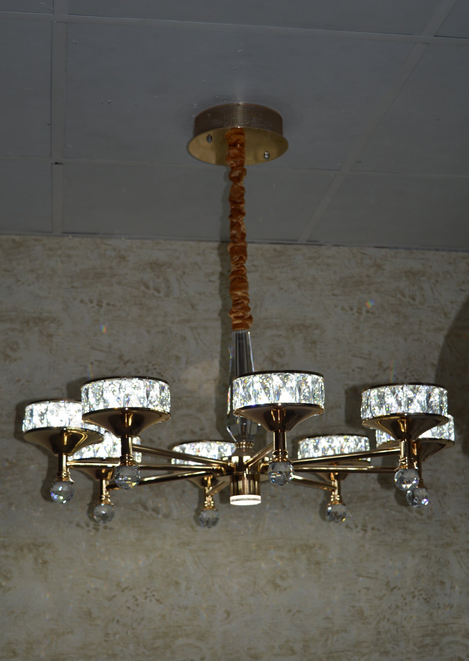 Crystallic Glitter Chandelier with colour changing feature in Gold / Silver-2126