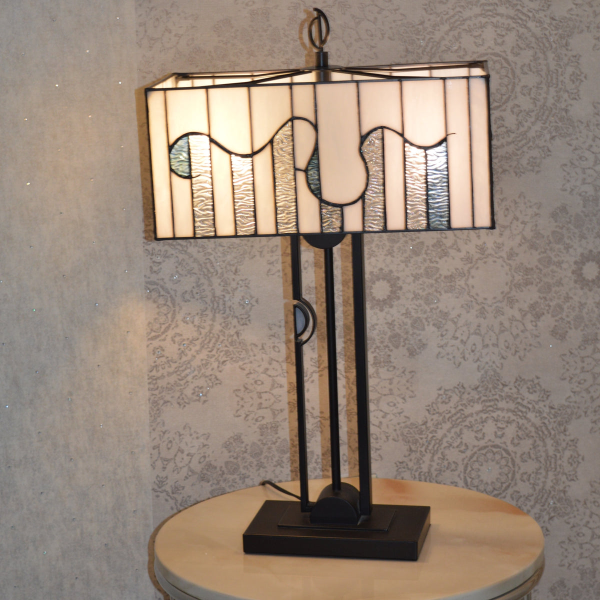 Handmade Rectangle Glass shade Tiffany Floor Lamp & Table Lamp