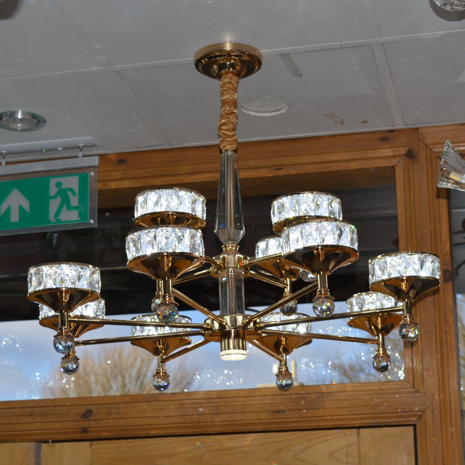 Crystallic Glitter Chandelier with colour changing feature in Gold / Silver-2126