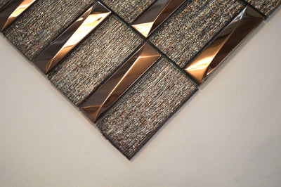 Rosegold Shimmering Glass & Aluminium Mosaic Tiles-300*300*8mm-11sheets-1m2-JH14-B