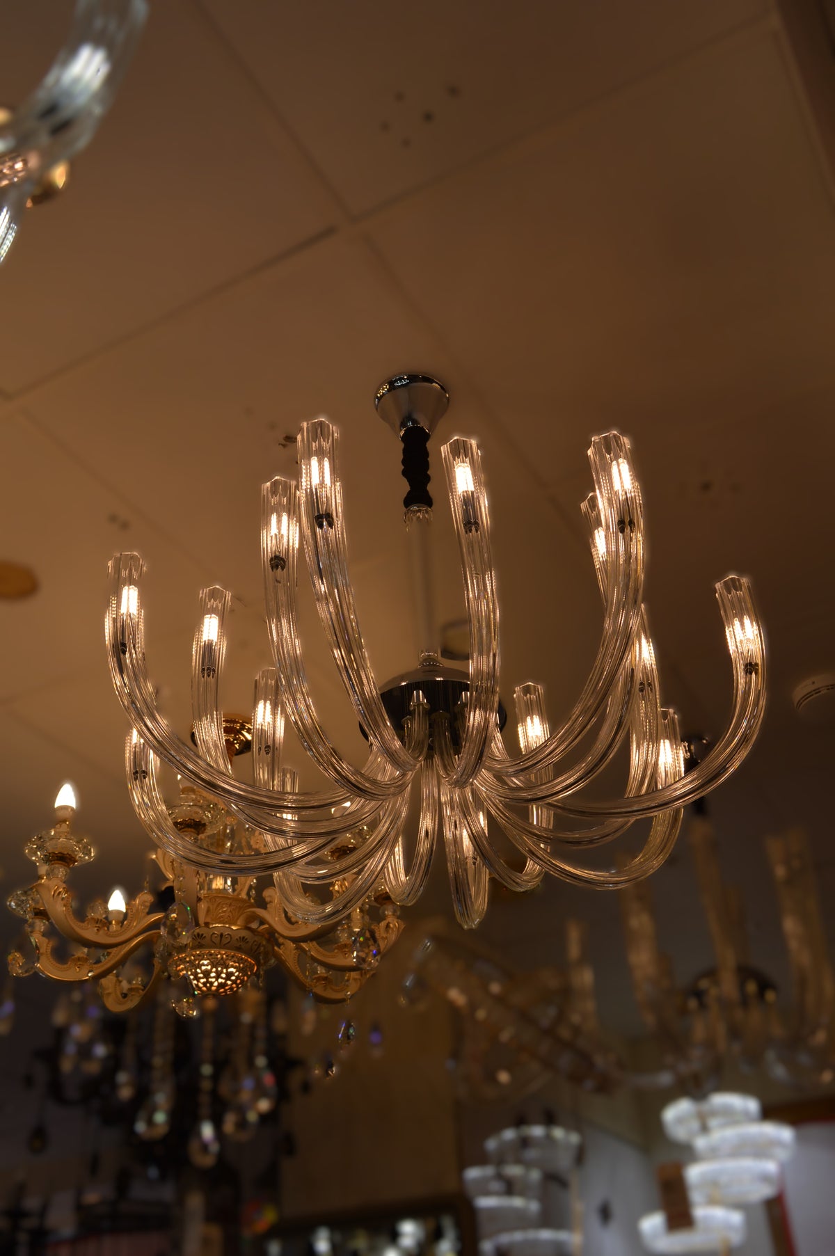 Modern Crystal Glass Bulb Chandelier Ceiling Light – Luxury Glass Arms Pendand