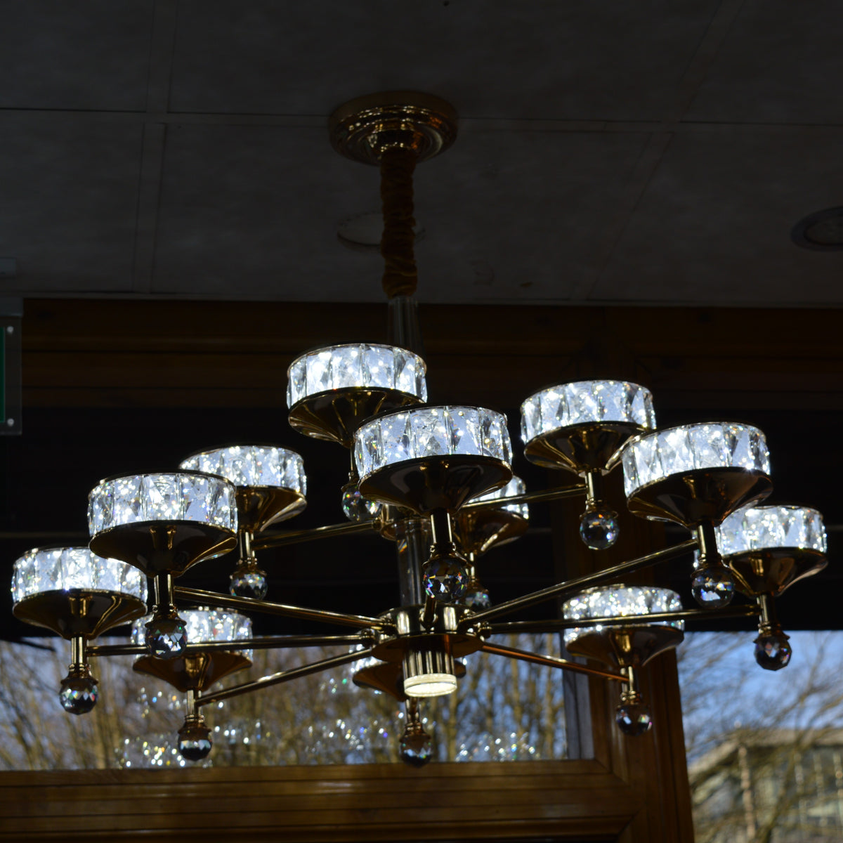 Modern Crystal LED Chandelier Chrome Ceiling Pendant – Luxury Lighting