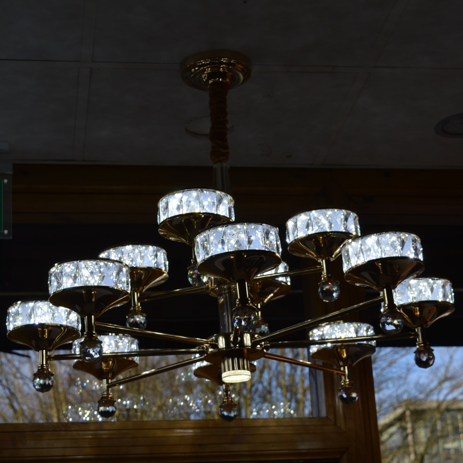 Modern Crystal LED Chandelier Chrome Ceiling Pendant – Luxury Lighting