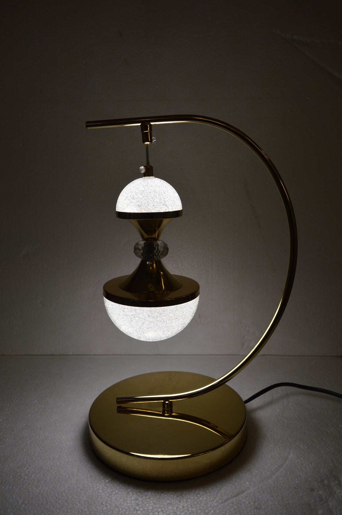 Luxury Curved Crystal LED Table Lamp Modern Double Globe Bedside Decorative