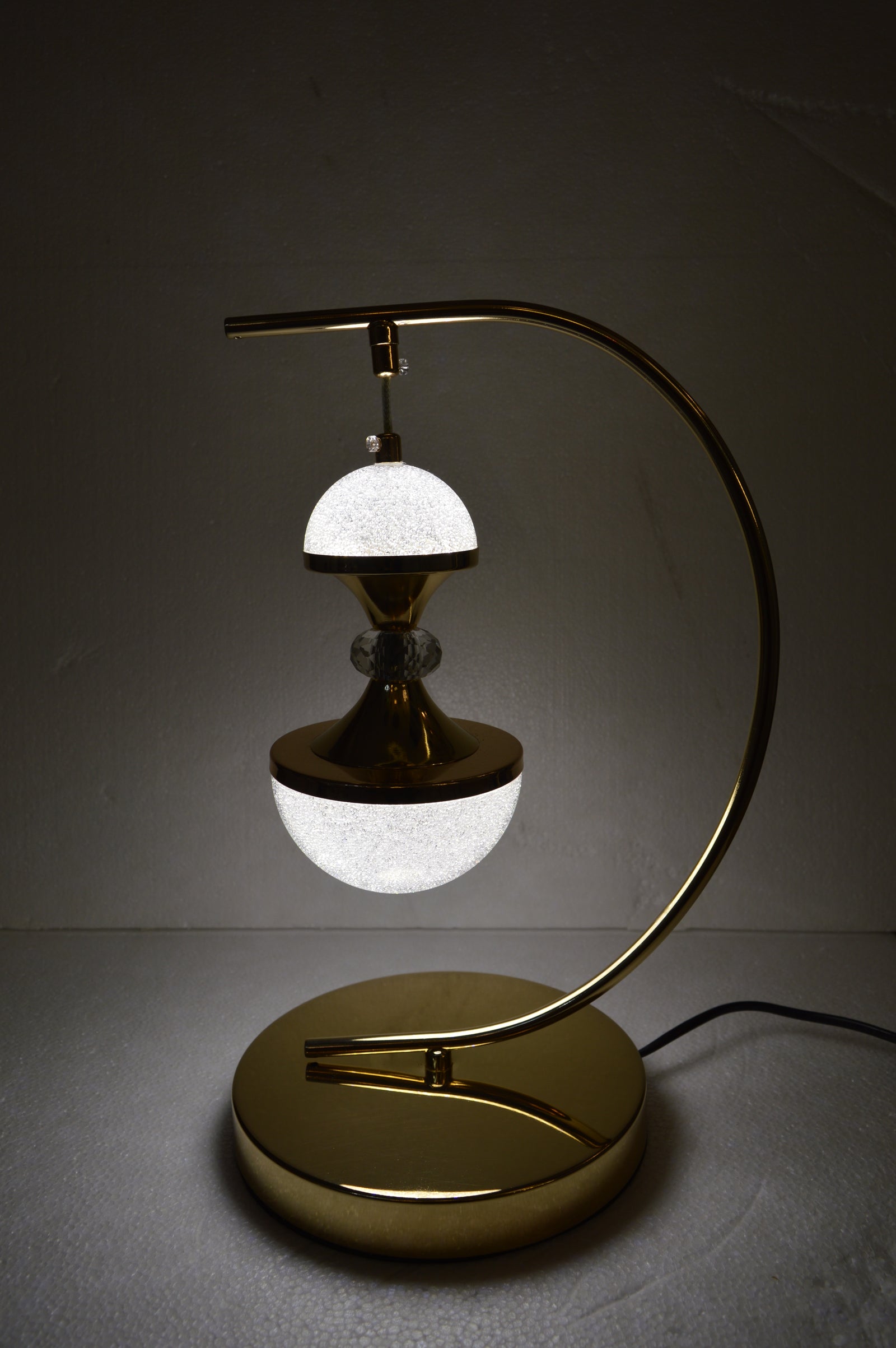 Luxury Curved Crystal LED Table Lamp Modern Double Globe Bedside Decorative