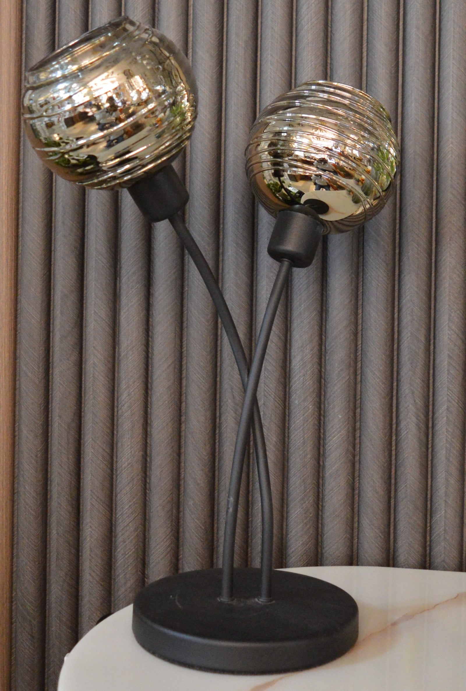 Modern Table Lamp Two Bulb Decorative Accent Light Stylish Design