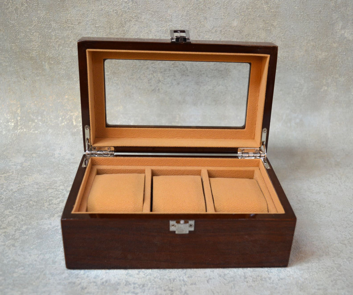 Watch Box Organizer 3 & 5 Slots Wooden Watch Display Case -Luxury Gift for Men and Women