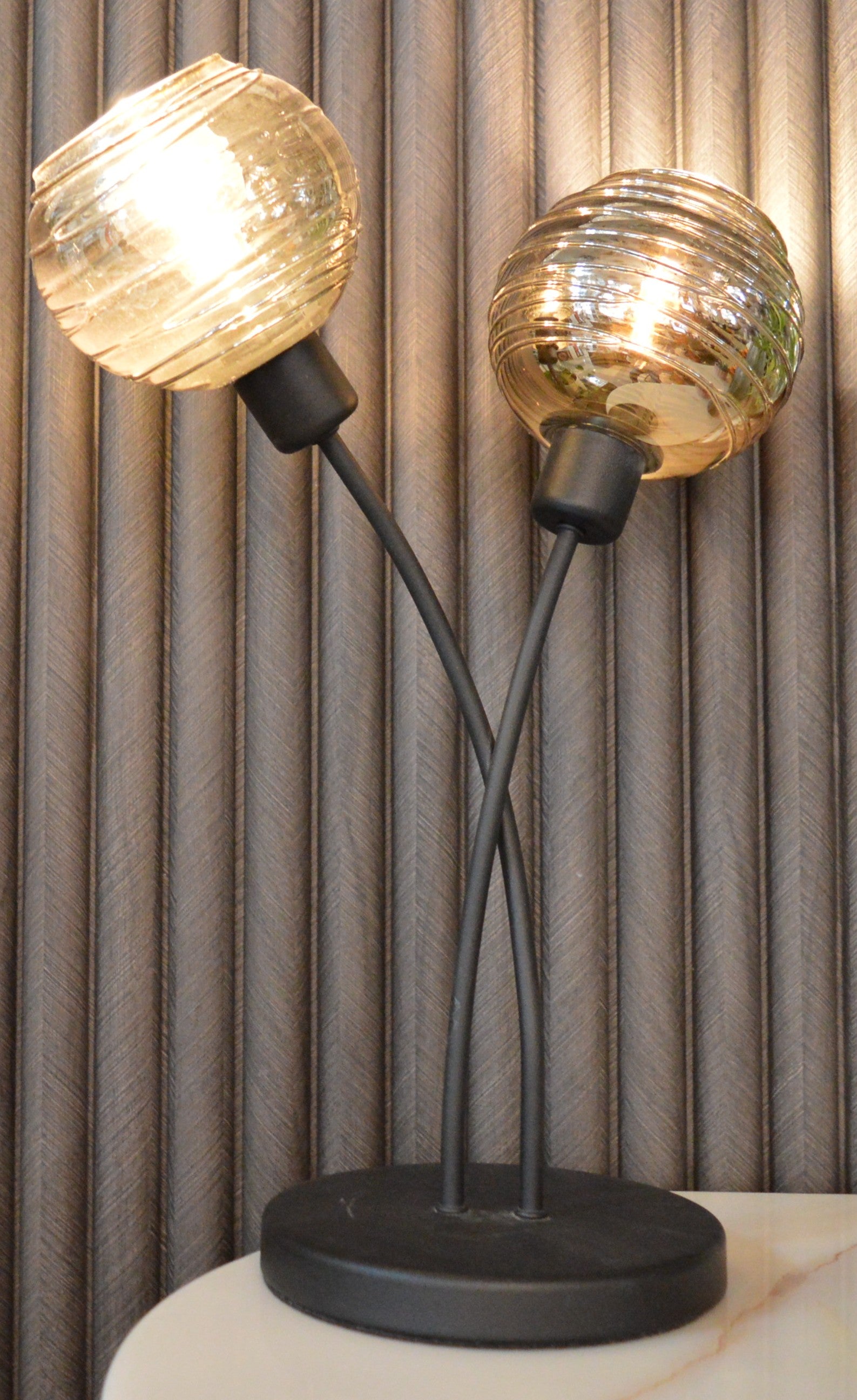 Modern Table Lamp Two Bulb Decorative Accent Light Stylish Design