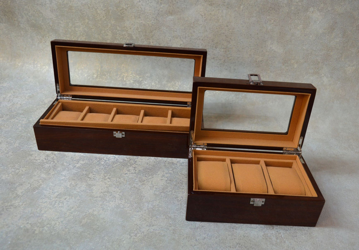 Watch Box Organizer 3 & 5 Slots Wooden Watch Display Case -Luxury Gift for Men and Women