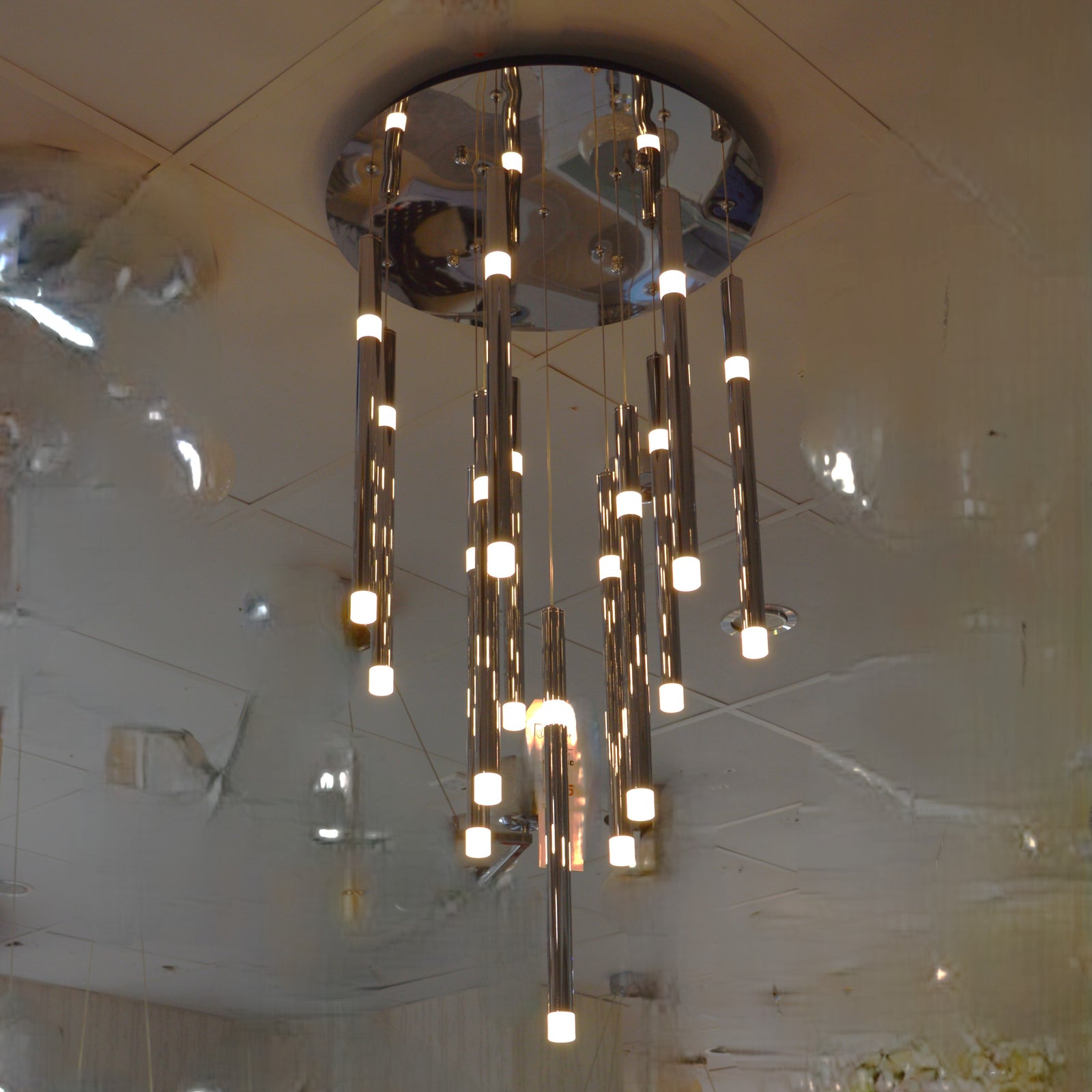 Long Drop Metallic Bars LED Incorporated Stair Pendant Lighting Chandelier-6139-10tubes, 12tubes 30 & 40tubes