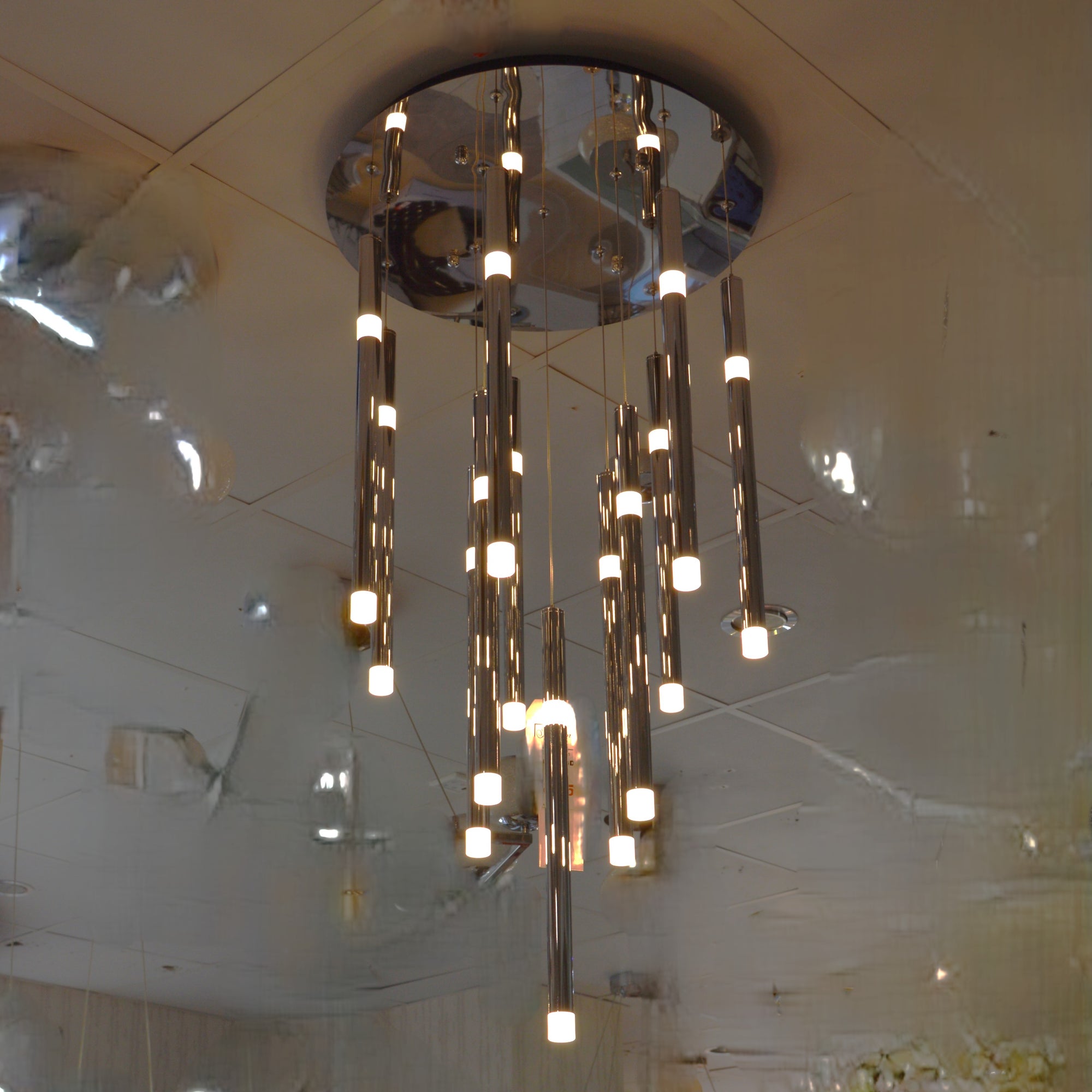 Long Drop Metallic Bars LED Incorporated Stair Pendant Lighting Chandelier-6139-10tubes, 12tubes 30 & 40tubes