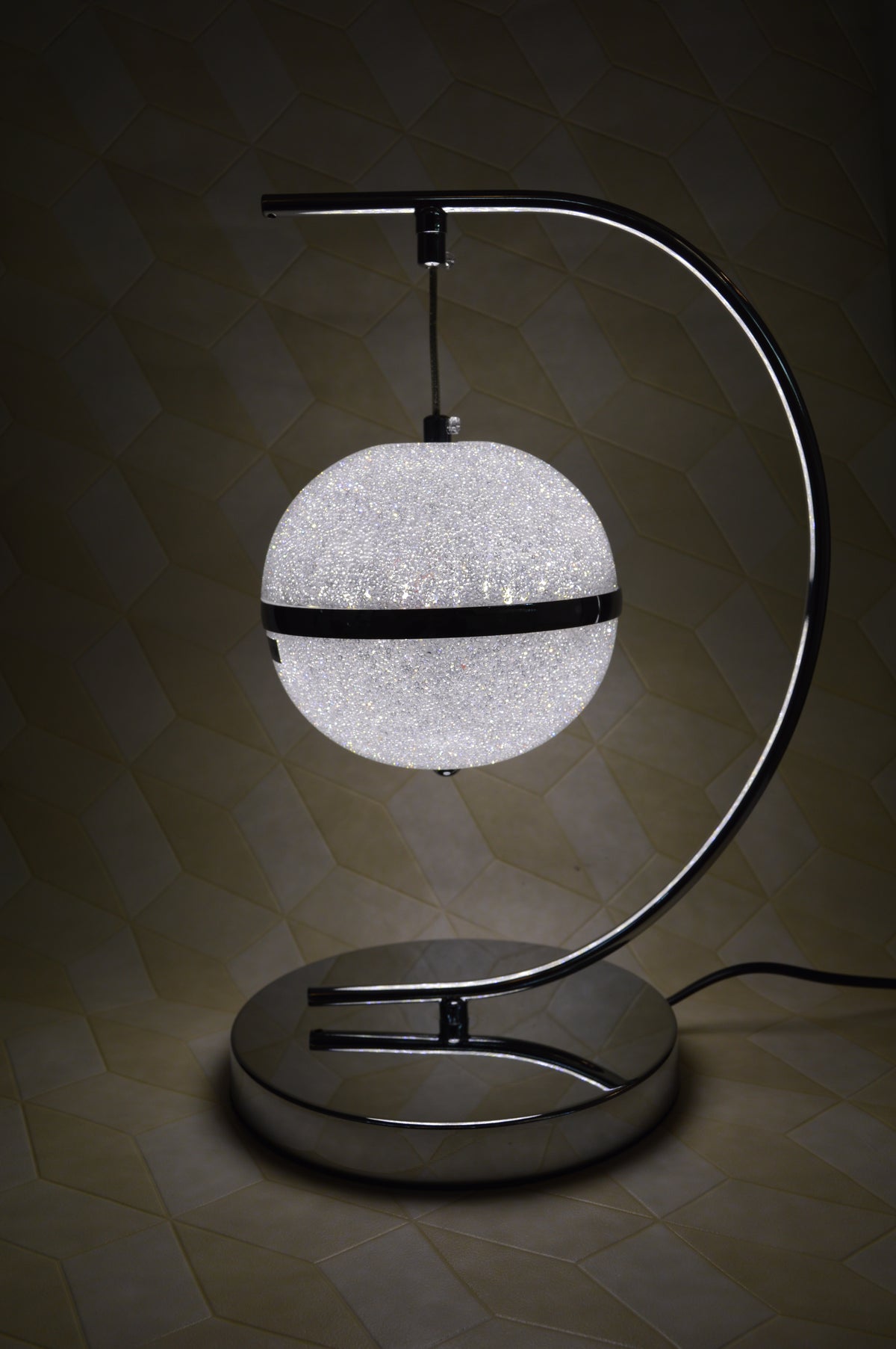 Luxury Gold Circular Crystal LED Table Lamp Modern Ring Bedside Floor Lamp Home