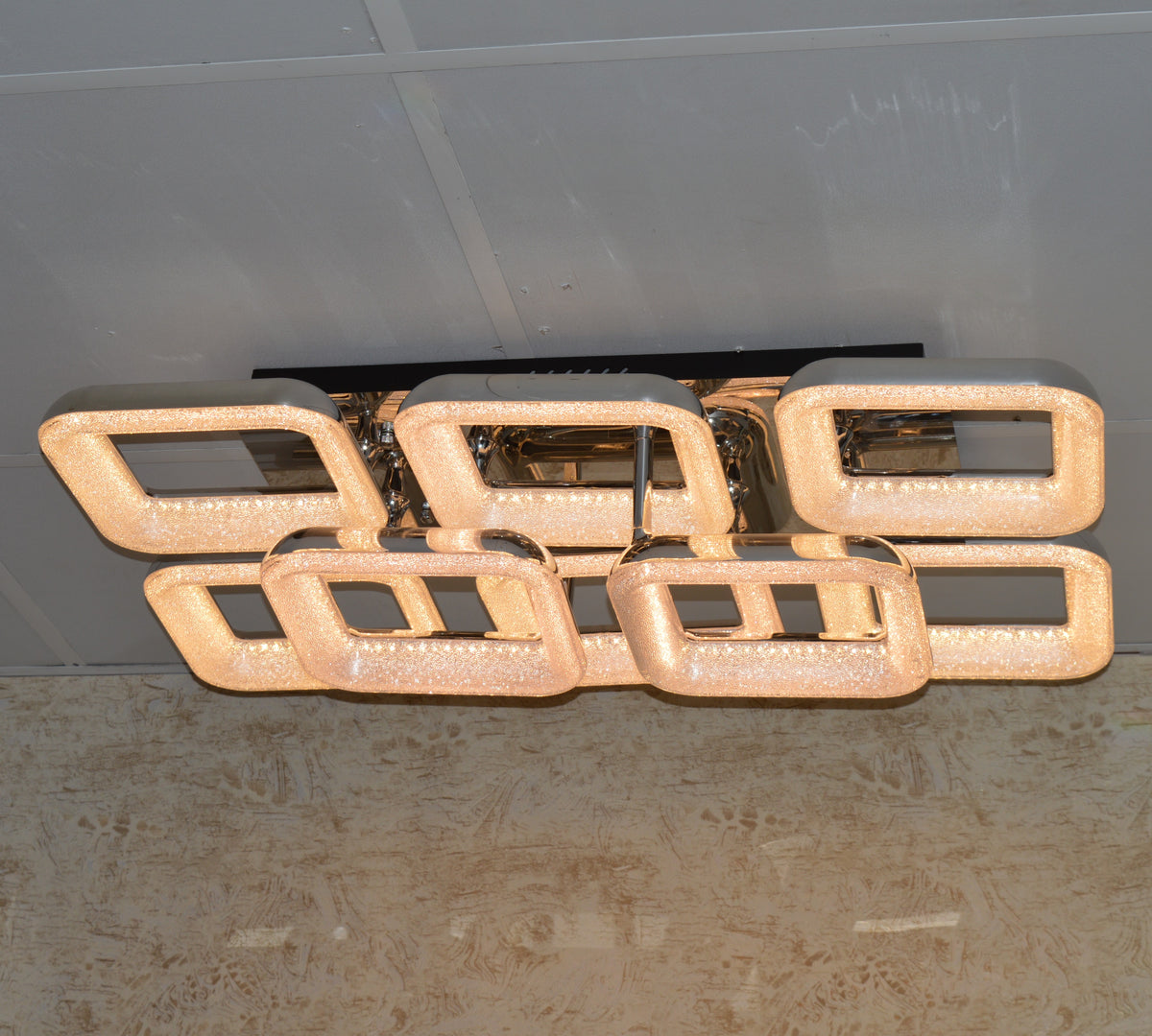 Squares &amp; Rings Acrylic Panel LED Flush Mount Ceiling Lights -Colour Changing Feature -6221