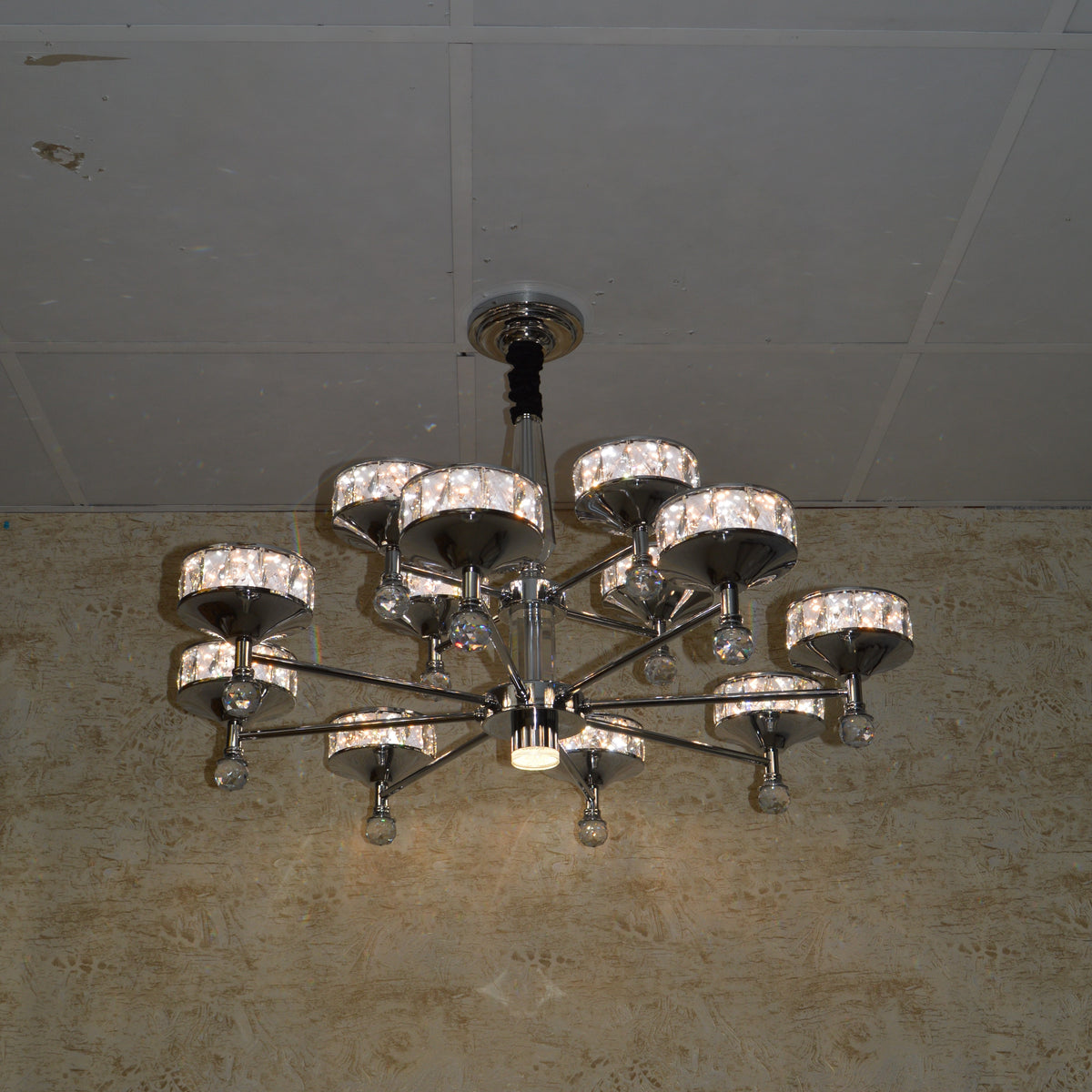 Modern Crystal LED Chandelier Chrome Ceiling Pendant – Luxury Lighting