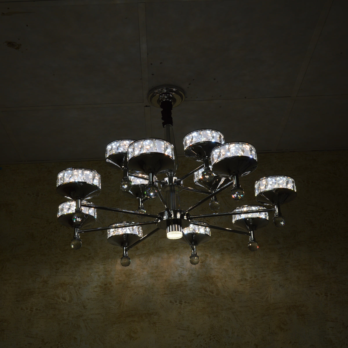 Modern Crystal LED Chandelier Chrome Ceiling Pendant – Luxury Lighting