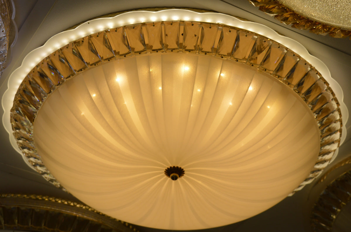 Luxury Crystal Flush Mount LED Ceiling Light Gold Round Modern