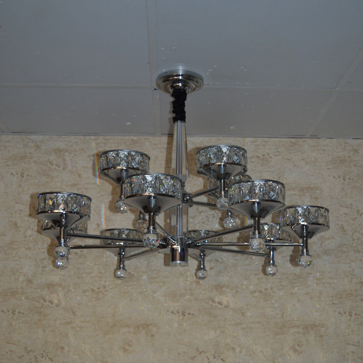 Crystallic Glitter Chandelier with colour changing feature in Gold / Silver-2126