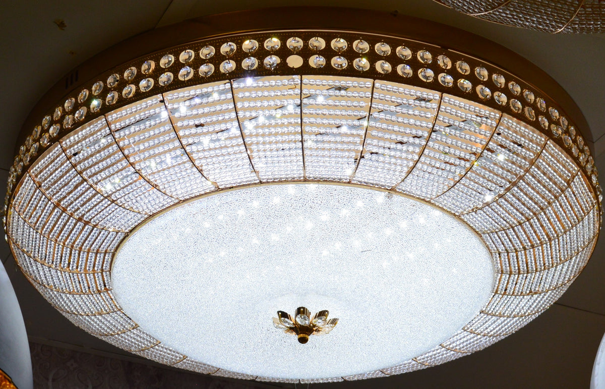 Luxury Crystal LED Flush Ceiling Light Gold Frame – 03 Colour Changing - 02 Size