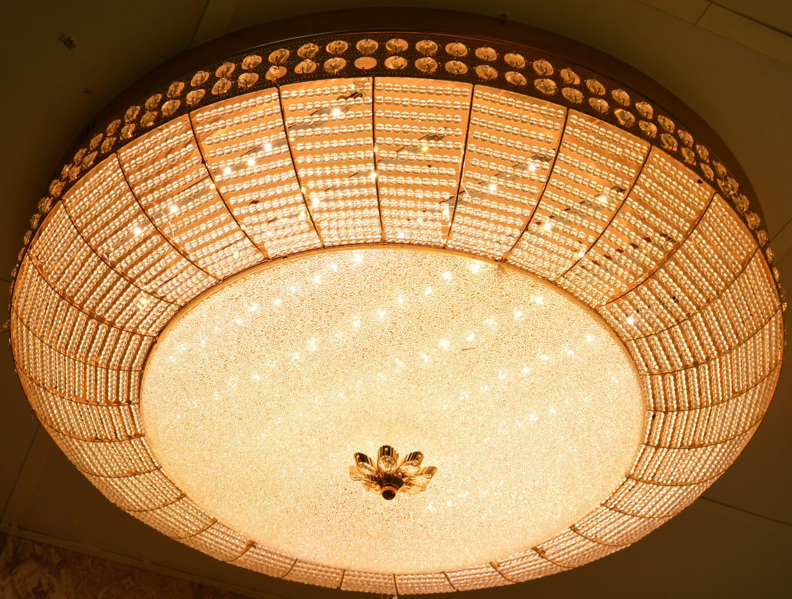 Luxury Crystal LED Flush Ceiling Light Gold Frame – 03 Colour Changing - 02 Size