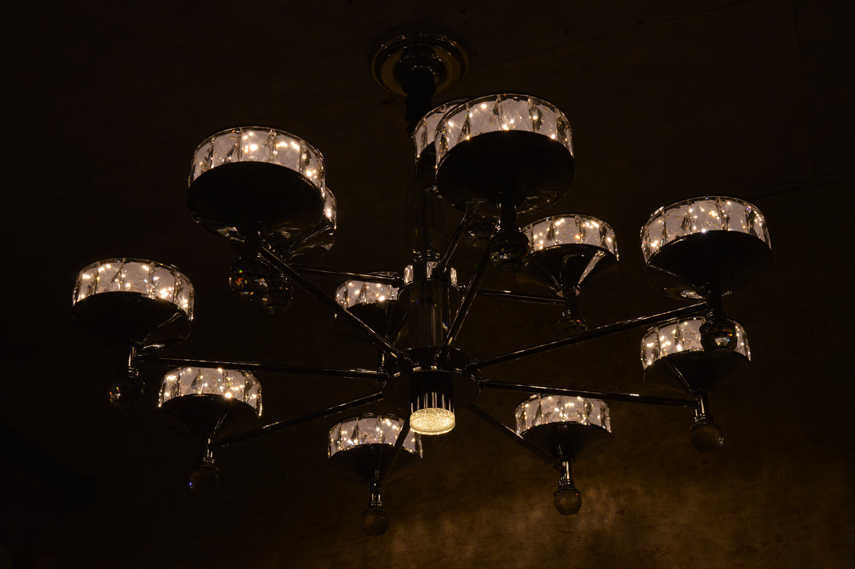 Crystallic Glitter Chandelier with colour changing feature in Gold / Silver-2126