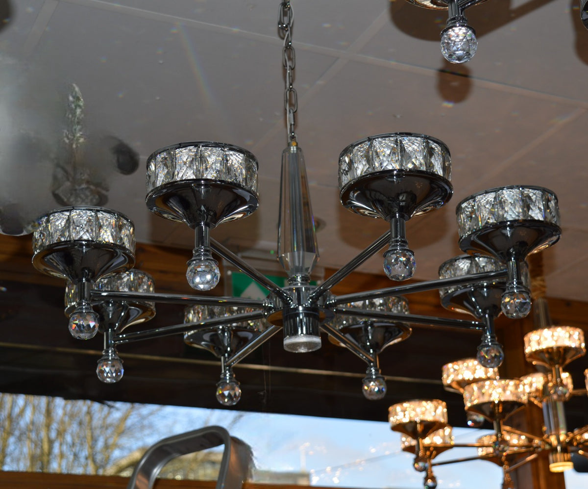 Crystallic Glitter Chandelier with colour changing feature in Gold / Silver-2126