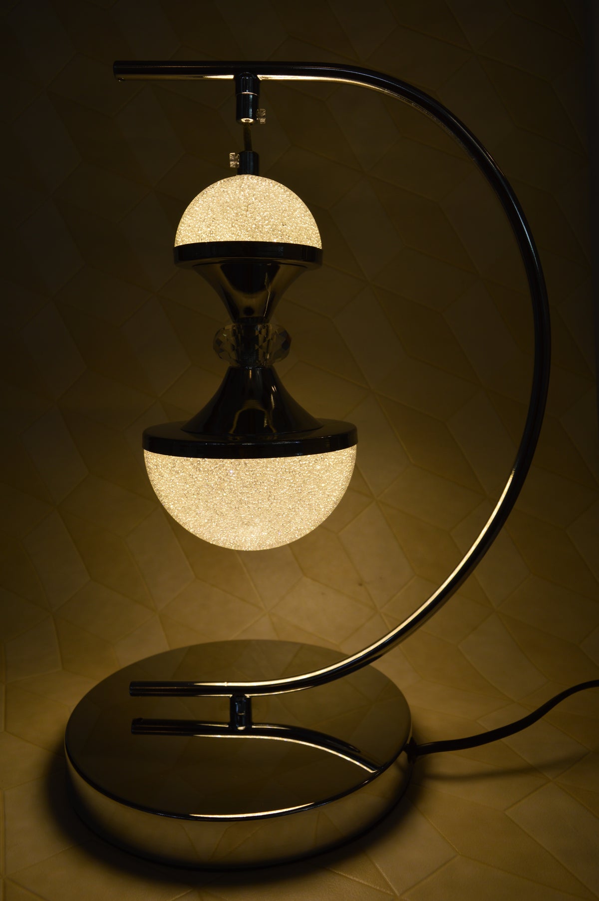Luxury Curved Crystal LED Table Lamp Modern Double Globe Bedside Decorative
