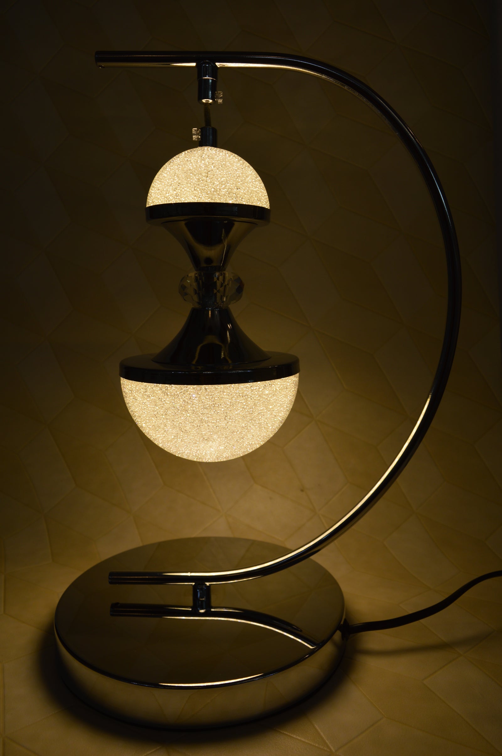 Luxury Curved Crystal LED Table Lamp Modern Double Globe Bedside Decorative