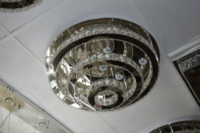 Round circular mirrored frame crystallic colour changing LED ceiling light [9010-800,650,450,350)