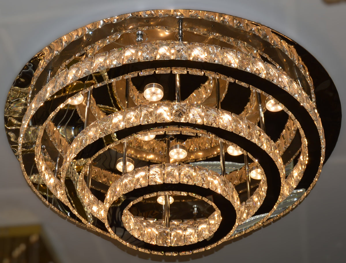 Luxury 3-Ring Crystal LED Ceiling Light Chandelier