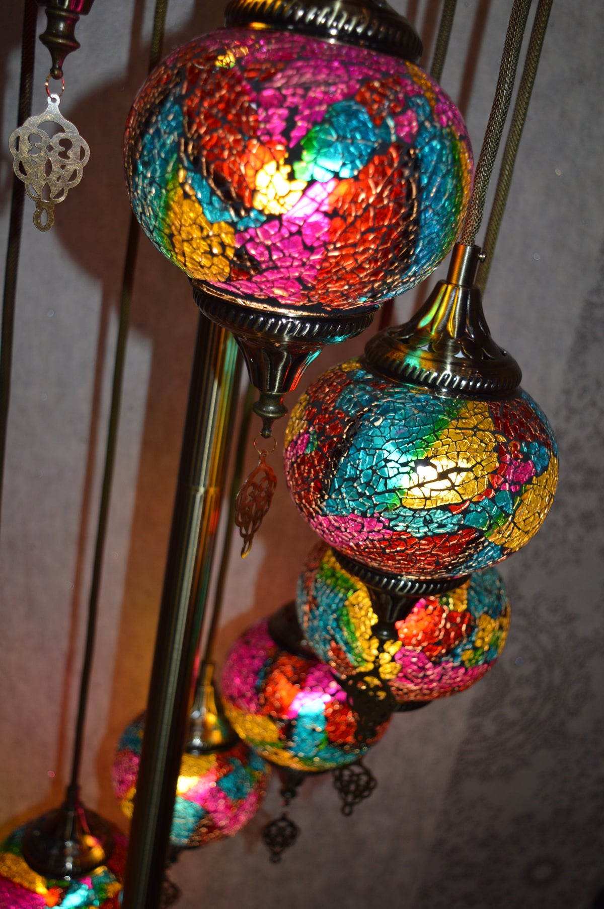Luxury Turkish Mosaic Floor Lamp with Multi-Colour Glass Shades