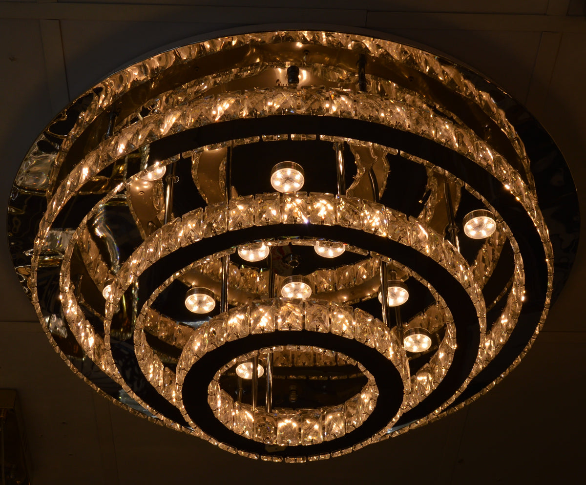 Luxury 3-Ring Crystal LED Ceiling Light Chandelier