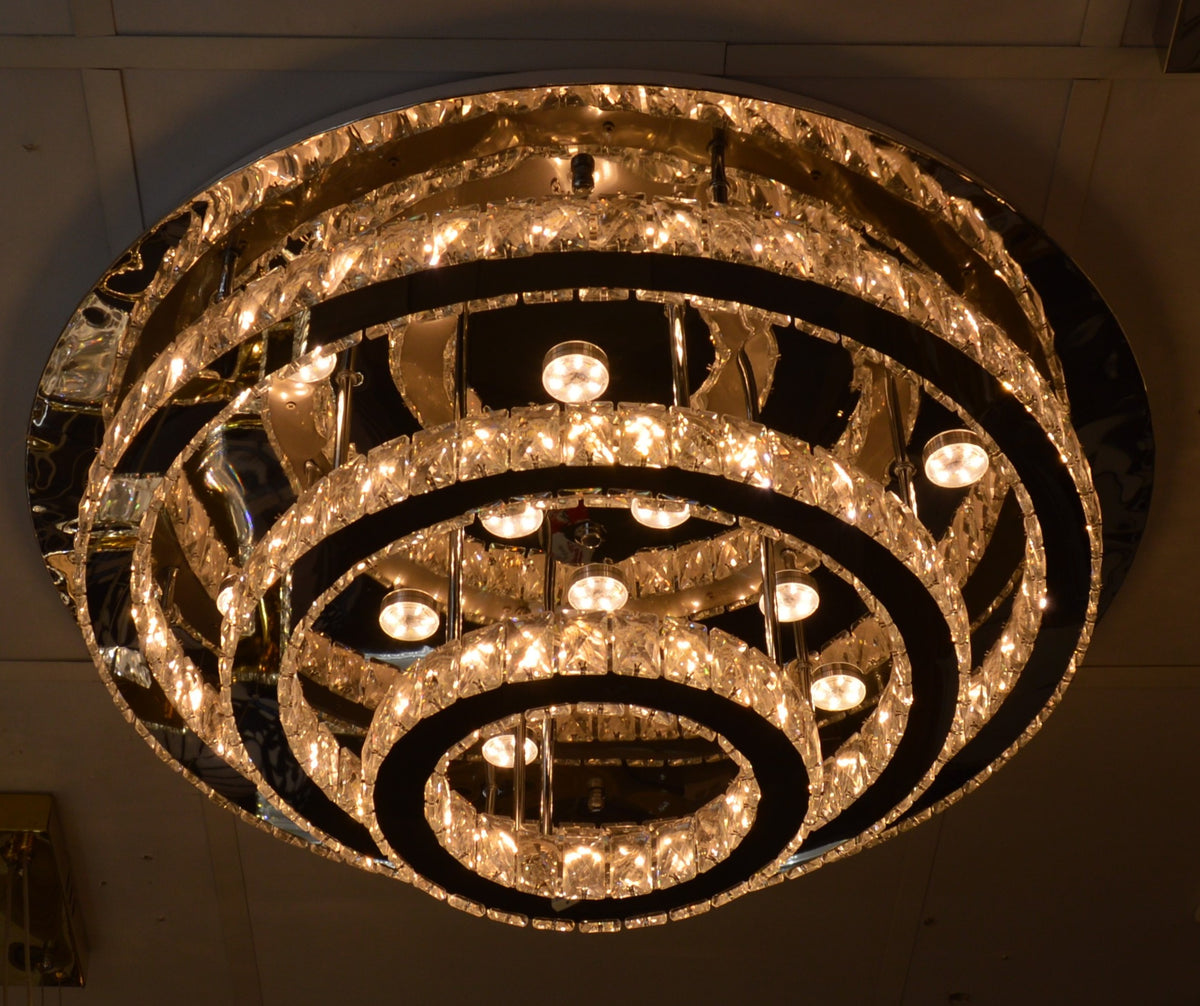 Luxury 3-Ring Crystal LED Ceiling Light Chandelier