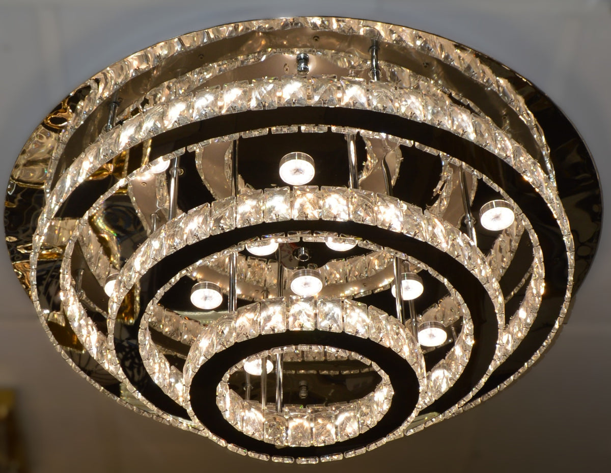 Luxury 3-Ring Crystal LED Ceiling Light Chandelier