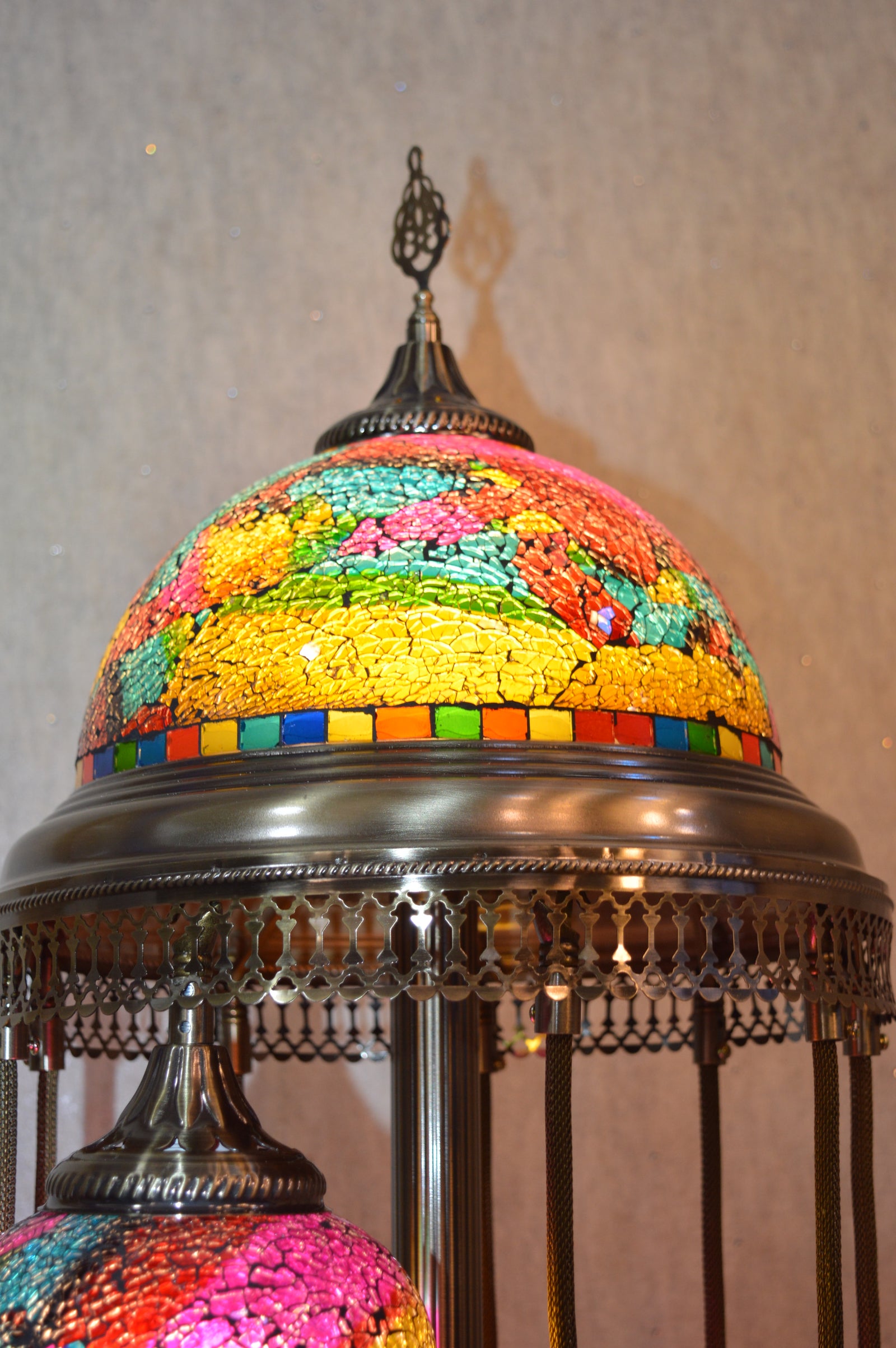 Luxury Turkish Mosaic Floor Lamp with Multi-Colour Glass Shades