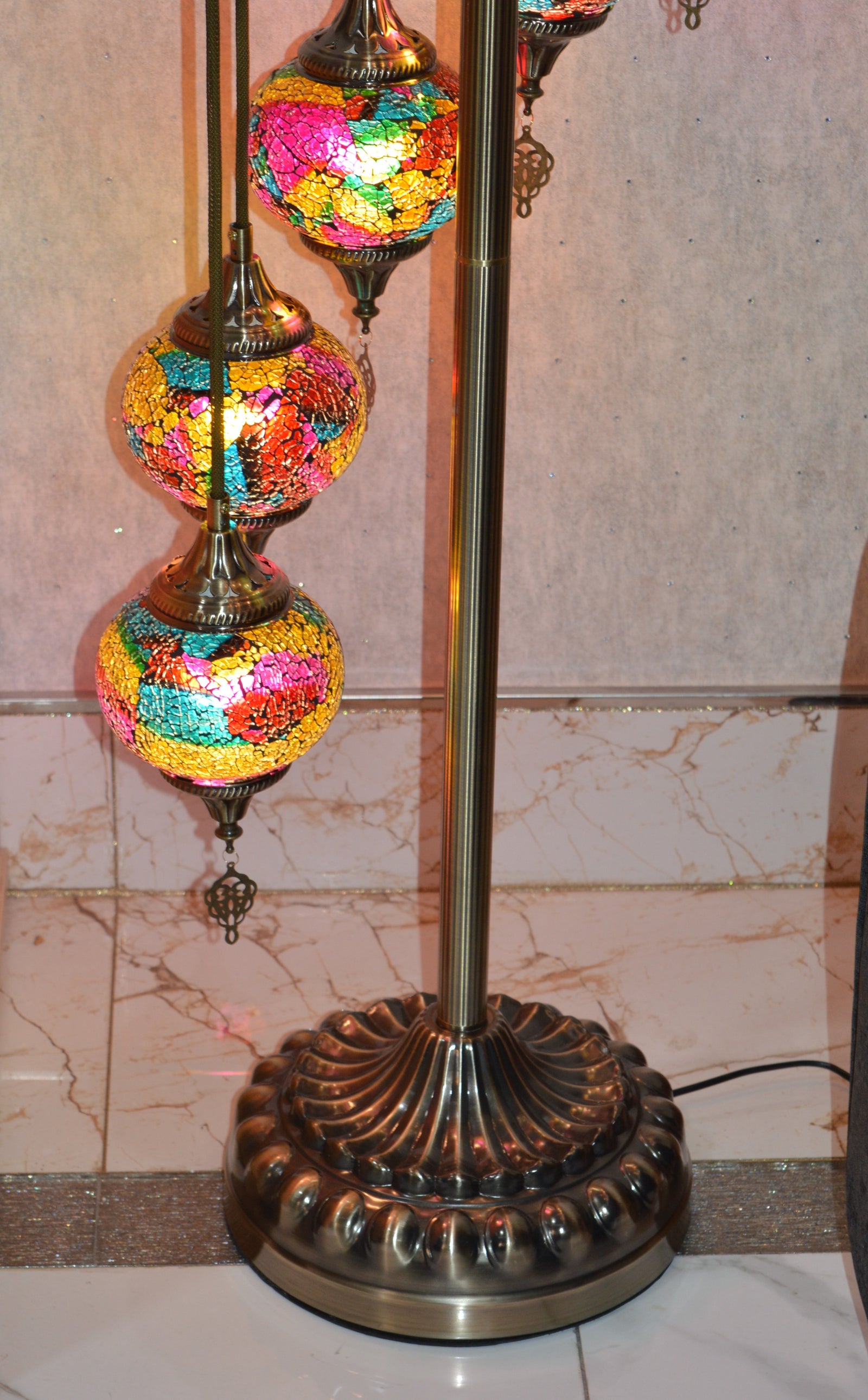 Luxury Turkish Mosaic Floor Lamp with Multi-Colour Glass Shades