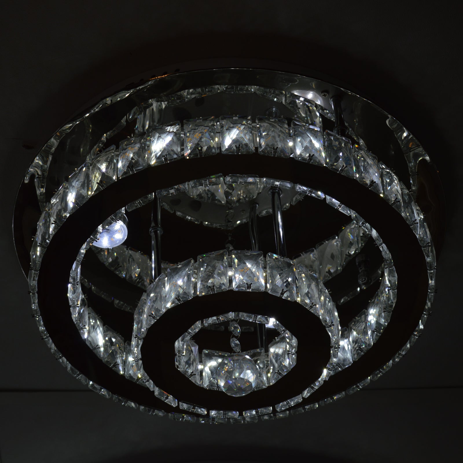 Round circular mirrored frame crystallic colour changing LED ceiling light [9010-800,650,450,350)